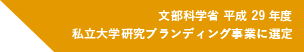 文部科学省 平成29年度 私立大学研究ブランディング事業に選定